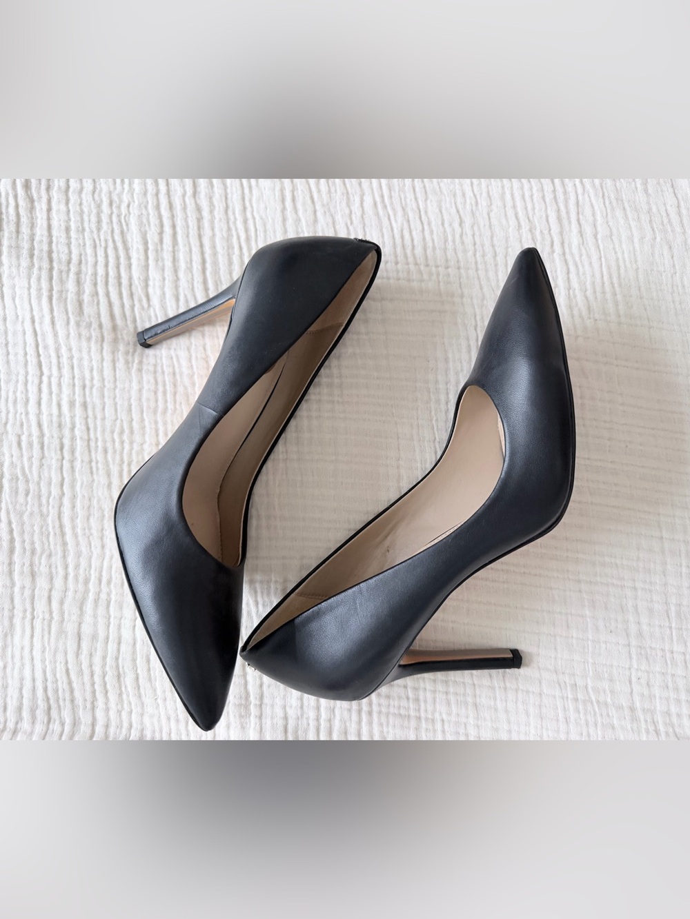 Sam Edelman Black Pointed Toe Leather Stiletto Heels